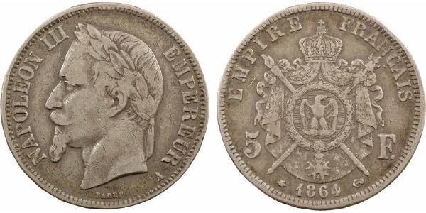 5 Franc 法蘭西第二帝國 (1852 - 1870) 銀 拿破仑三世