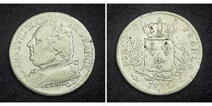 5 Franc 波旁复辟 銀 路易十八 (1755 - 1824)