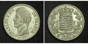 5 Franc 波旁复辟 銀 查理十世 (法兰西) (1757-1836)