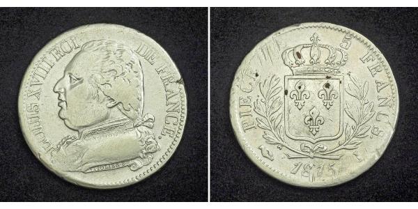 5 Franc 波旁复辟 銀 路易十八 (1755 - 1824)