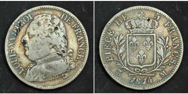 5 Franc 波旁复辟 銀 路易十八 (1755 - 1824)