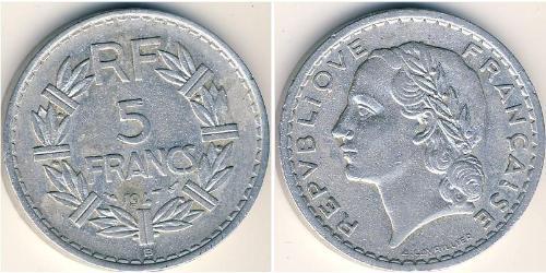 5 Franc 法兰西第四共和国 (1946 - 1958) 铝 