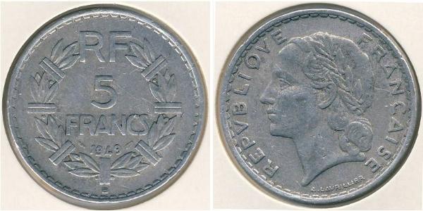 5 Franc 法兰西第四共和国 (1946 - 1958) 铝 