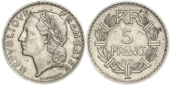 5 Franc 法兰西第三共和国 (1870 - 1940) 镍 