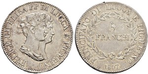 5 Franchi / 5 Franc Italian city-states Argent 