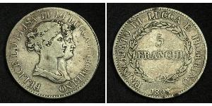 5 Franchi / 5 Franc Italian city-states Argent 