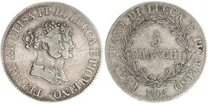 5 Franchi / 5 Franc Italian city-states Argent 