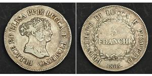 5 Franchi / 5 Franc Italian city-states Argent 