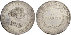 5 Franchi / 5 Franc Italian city-states Argent 