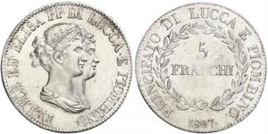 5 Franchi / 5 Franc Italian city-states Argent 