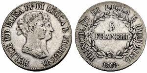 5 Franchi / 5 Franc Italian city-states Argent 