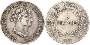 5 Franchi / 5 Franc Italian city-states Argent 