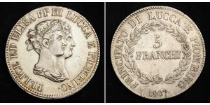 5 Franchi / 5 Franc Italian city-states Argent 