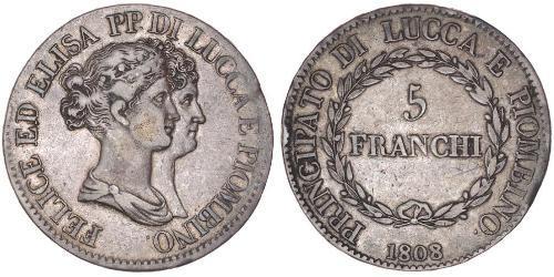 5 Franchi / 5 Franc Italian city-states Argent 