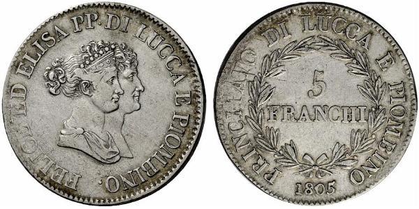 5 Franchi / 5 Franc Italian city-states Argent 