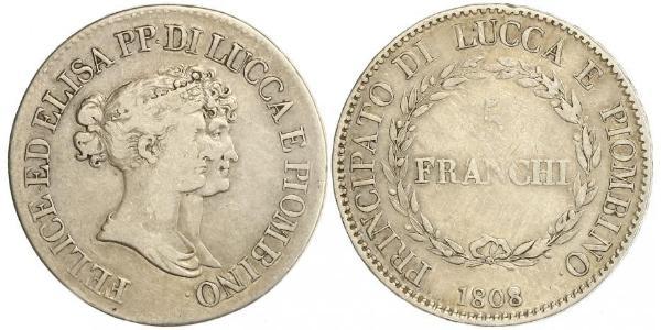5 Franchi / 5 Franc Italian city-states Argent 