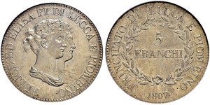 5 Franchi / 5 Franc Italian city-states Argento 