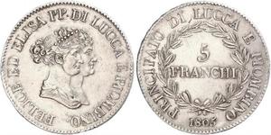 5 Franchi / 5 Franc Italian city-states Argento 