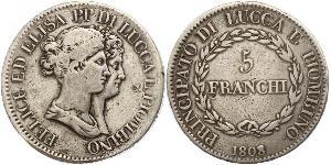5 Franchi / 5 Franc Italian city-states Argento 