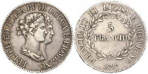 5 Franchi / 5 Franc Italian city-states Argento 
