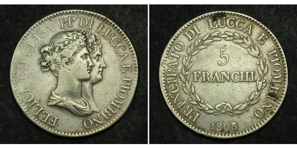 5 Franchi / 5 Franc Italian city-states Argento 
