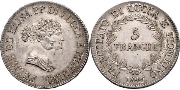 5 Franchi / 5 Franc Italian city-states Argento 