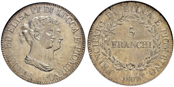 5 Franchi / 5 Franc Italian city-states Argento 