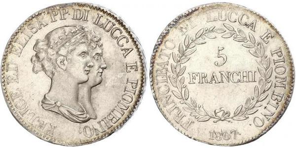 5 Franchi / 5 Franc Italian city-states Argento 