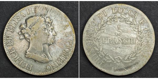 5 Franchi / 5 Franc Italian city-states Argento 