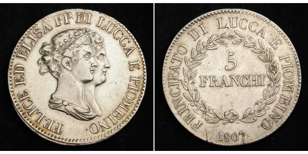 5 Franchi / 5 Franc Italian city-states Argento 
