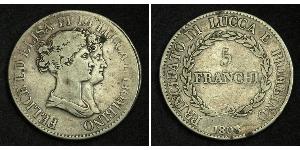 5 Franchi / 5 Franc Italian city-states Plata 
