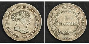 5 Franchi / 5 Franc Italian city-states Plata 