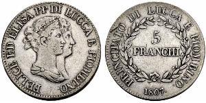 5 Franchi / 5 Franc Italian city-states Plata 