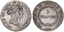 5 Franchi / 5 Franc Italian city-states Silber 