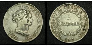 5 Franchi / 5 Franc Italian city-states Silber 