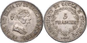 5 Franchi / 5 Franc Italian city-states Silber 