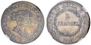 5 Franchi / 5 Franc Italian city-states Silber 