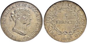 5 Franchi / 5 Franc Italian city-states Silber 