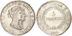 5 Franchi / 5 Franc Italian city-states Silber 