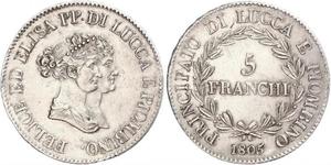 5 Franchi / 5 Franc Italian city-states Silber 