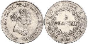 5 Franchi / 5 Franc Italian city-states Silber 