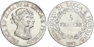 5 Franchi / 5 Franc Italian city-states Silber 