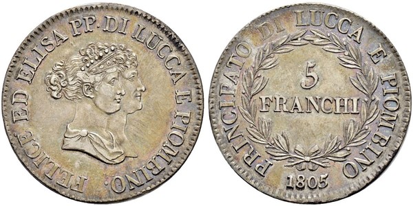 5 Franchi / 5 Franc Italian city-states Silber 