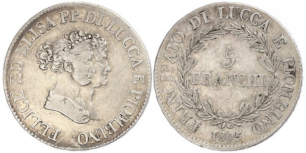 5 Franchi / 5 Franc Italian city-states Silber 
