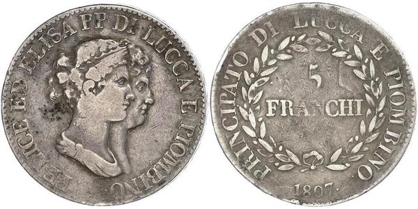 5 Franchi / 5 Franc Italian city-states Silber 