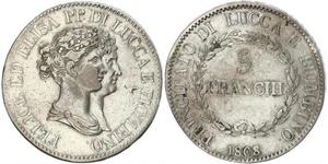 5 Franchi / 5 Franc Italian city-states Silver 