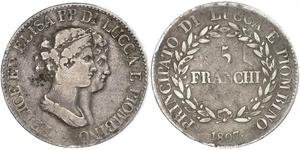 5 Franchi / 5 Franc Italian city-states Silver 