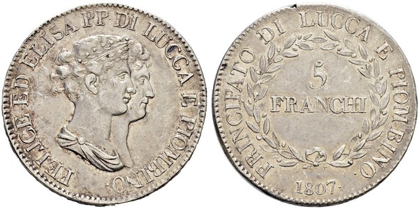 5 Franchi / 5 Franc Italian city-states Silver 