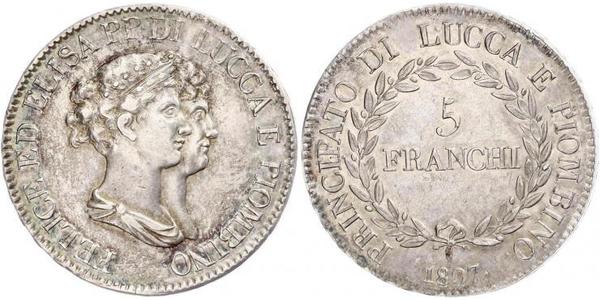 5 Franchi / 5 Franc Italian city-states Silver 