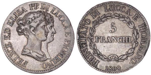 5 Franchi / 5 Franc Italian city-states Silver 